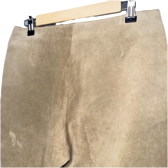 VTG ANONYMOUS John Carlisle 10 Genuine Leather Tan Fawn Cropped Suede Pant Lined - Picture 4 of 9